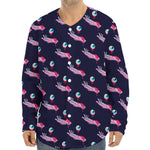 Zombie Eyeball Pattern Print Long Sleeve Baseball Jersey