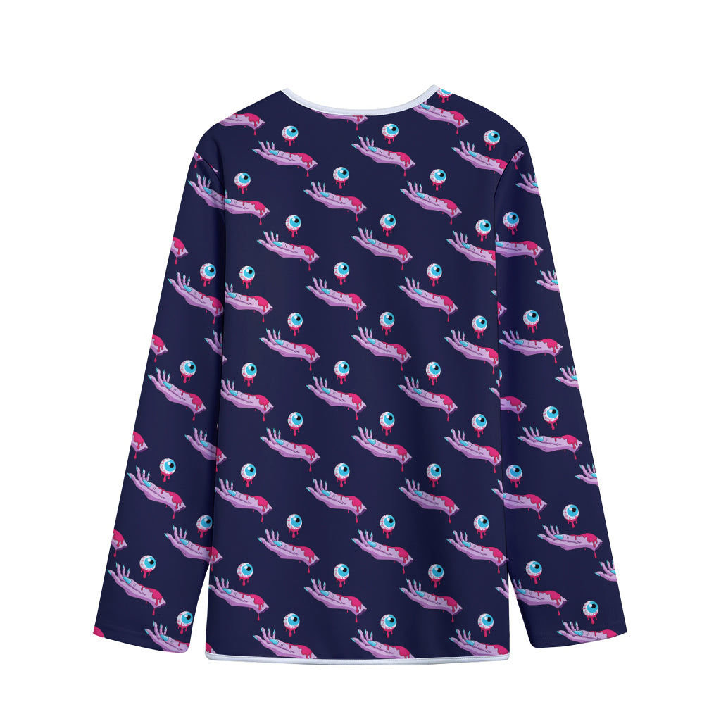Zombie Eyeball Pattern Print Long Sleeve Short Coat