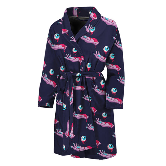 Zombie Eyeball Pattern Print Men's Bathrobe