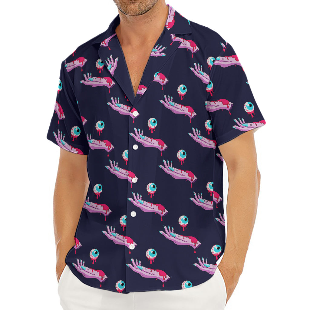 Zombie Eyeball Pattern Print Men's Deep V-Neck Shirt