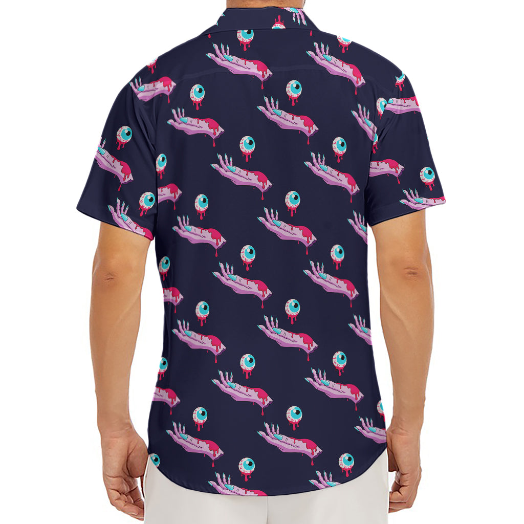 Zombie Eyeball Pattern Print Men's Deep V-Neck Shirt