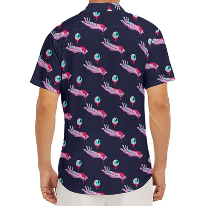 Zombie Eyeball Pattern Print Men's Deep V-Neck Shirt