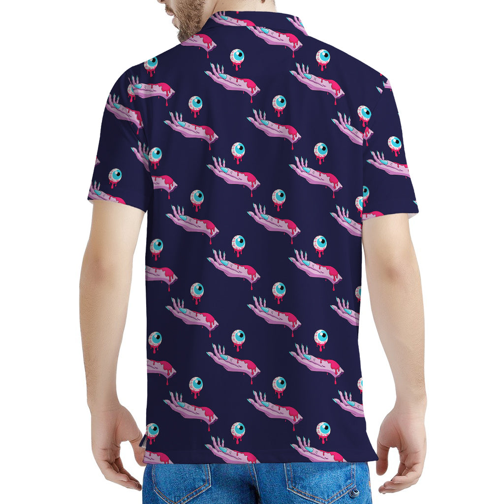 Zombie Eyeball Pattern Print Men's Polo Shirt