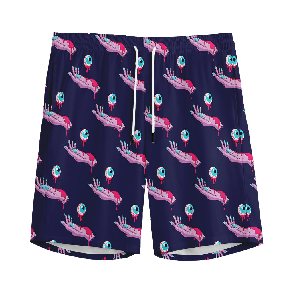 Zombie Eyeball Pattern Print Men's Sports Shorts