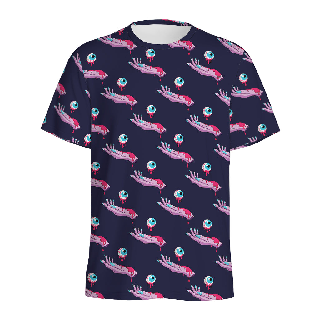 Zombie Eyeball Pattern Print Men's Sports T-Shirt
