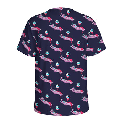 Zombie Eyeball Pattern Print Men's Sports T-Shirt