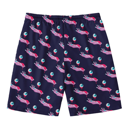 Zombie Eyeball Pattern Print Men's Swim Trunks