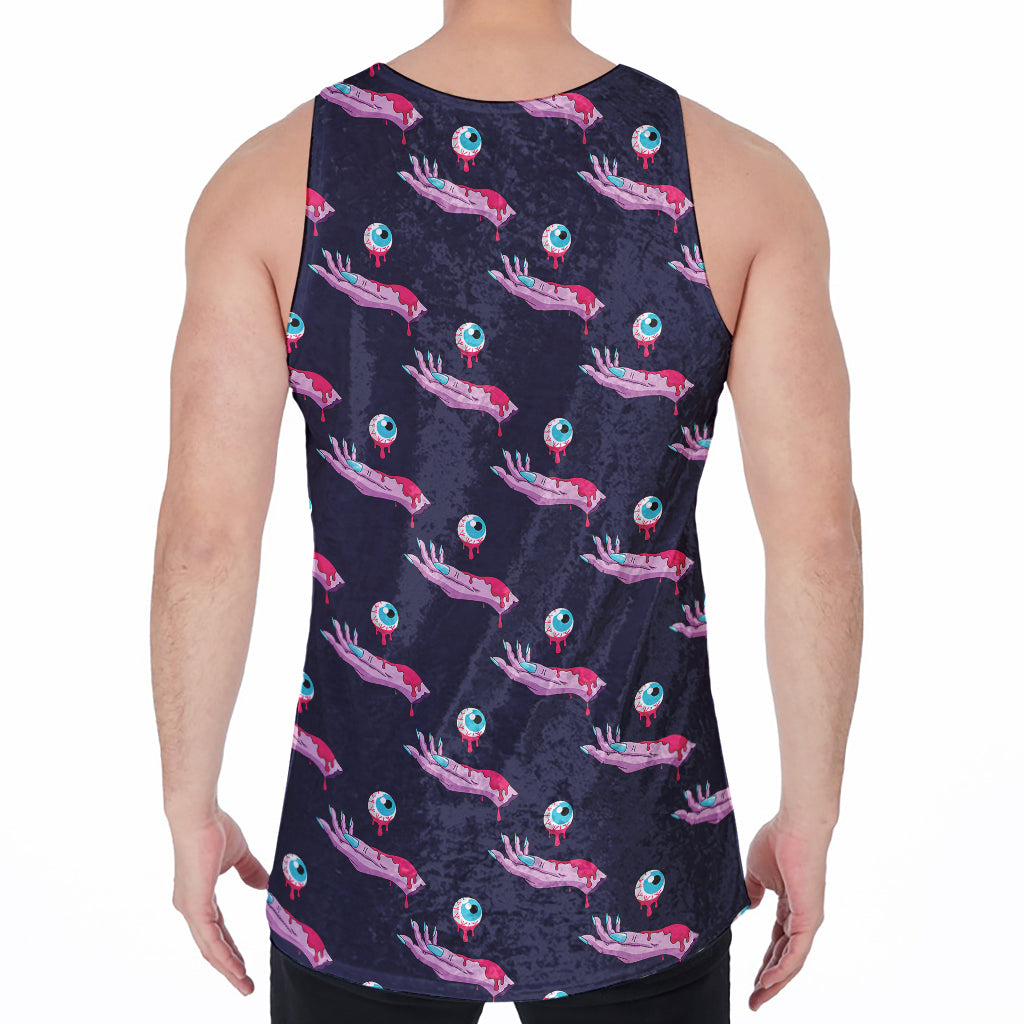 Zombie Eyeball Pattern Print Men's Velvet Tank Top