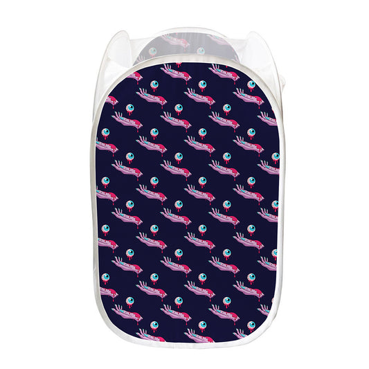 Zombie Eyeball Pattern Print Mesh Laundry Hamper
