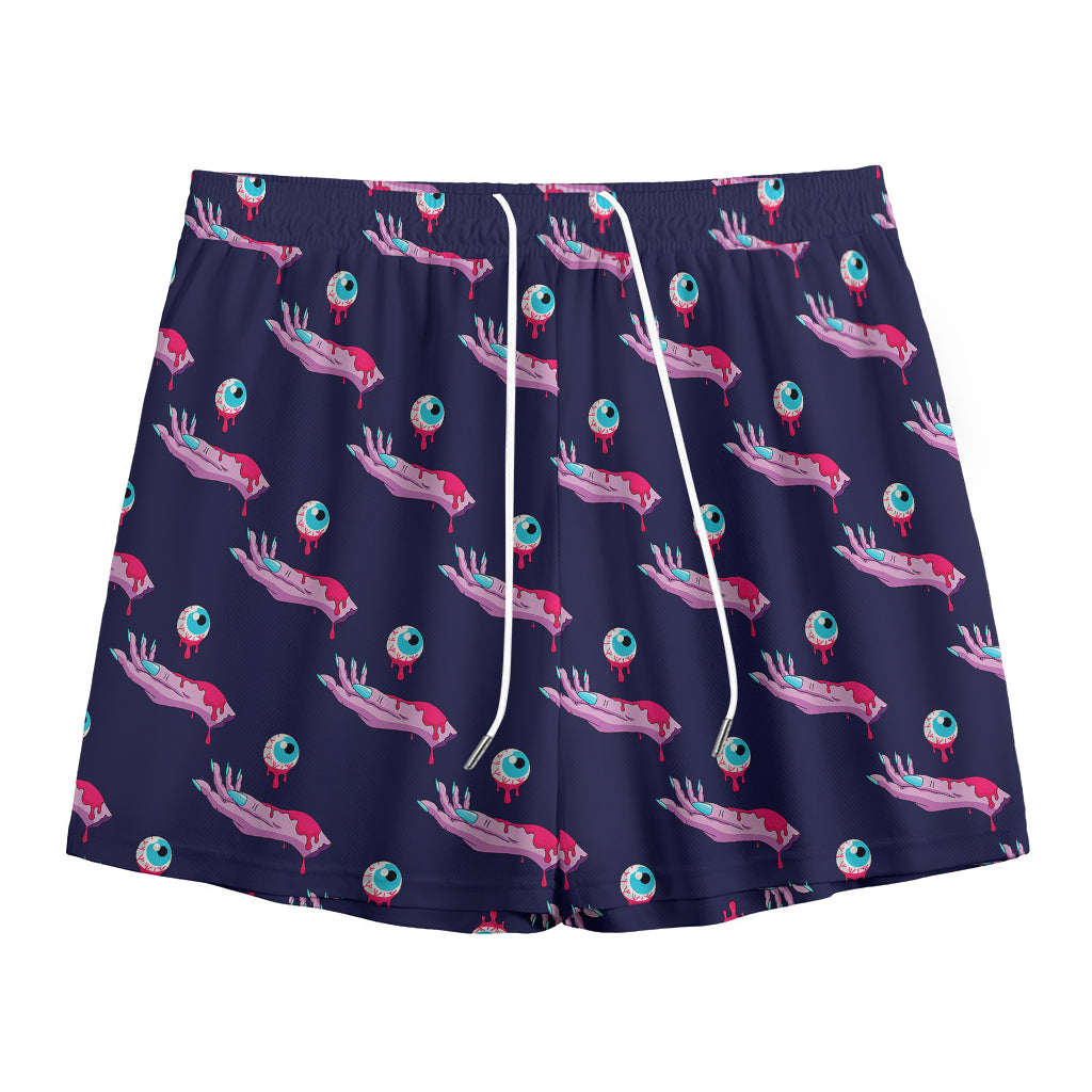 Zombie Eyeball Pattern Print Mesh Shorts