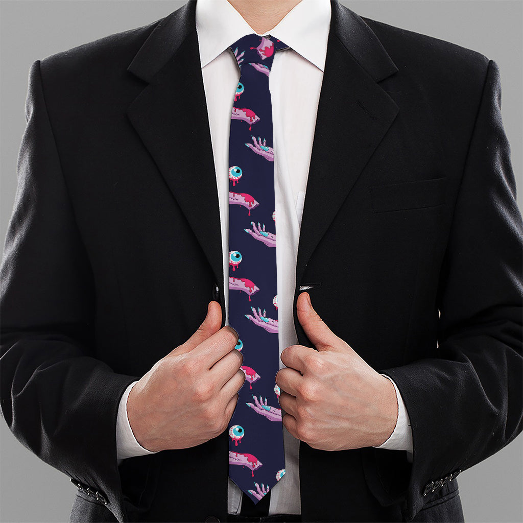 Zombie Eyeball Pattern Print Necktie