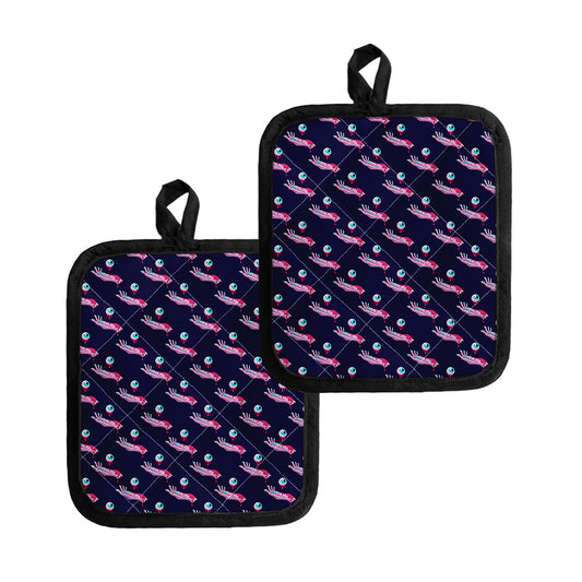 Zombie Eyeball Pattern Print Pot Holders