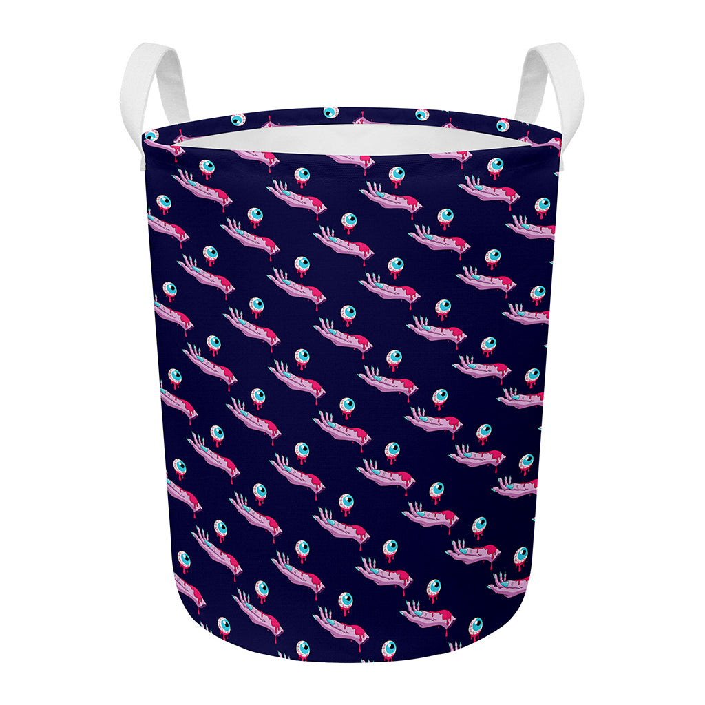 Zombie Eyeball Pattern Print Round Laundry Basket