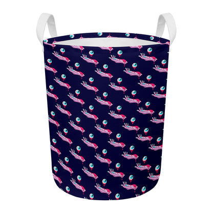 Zombie Eyeball Pattern Print Round Laundry Basket