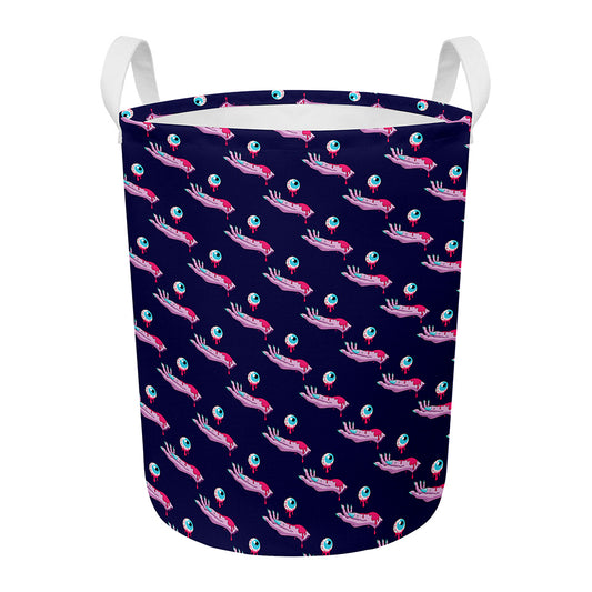 Zombie Eyeball Pattern Print Round Laundry Basket