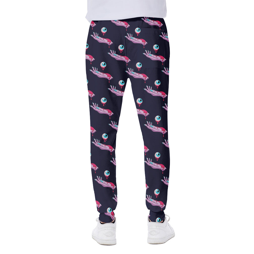 Zombie Eyeball Pattern Print Scuba Joggers
