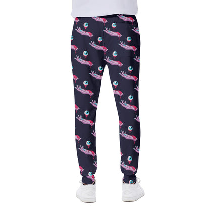 Zombie Eyeball Pattern Print Scuba Joggers