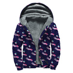 Zombie Eyeball Pattern Print Sherpa Lined Zip Up Hoodie