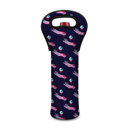 Zombie Eyeball Pattern Print Single Neoprene Wine Tote