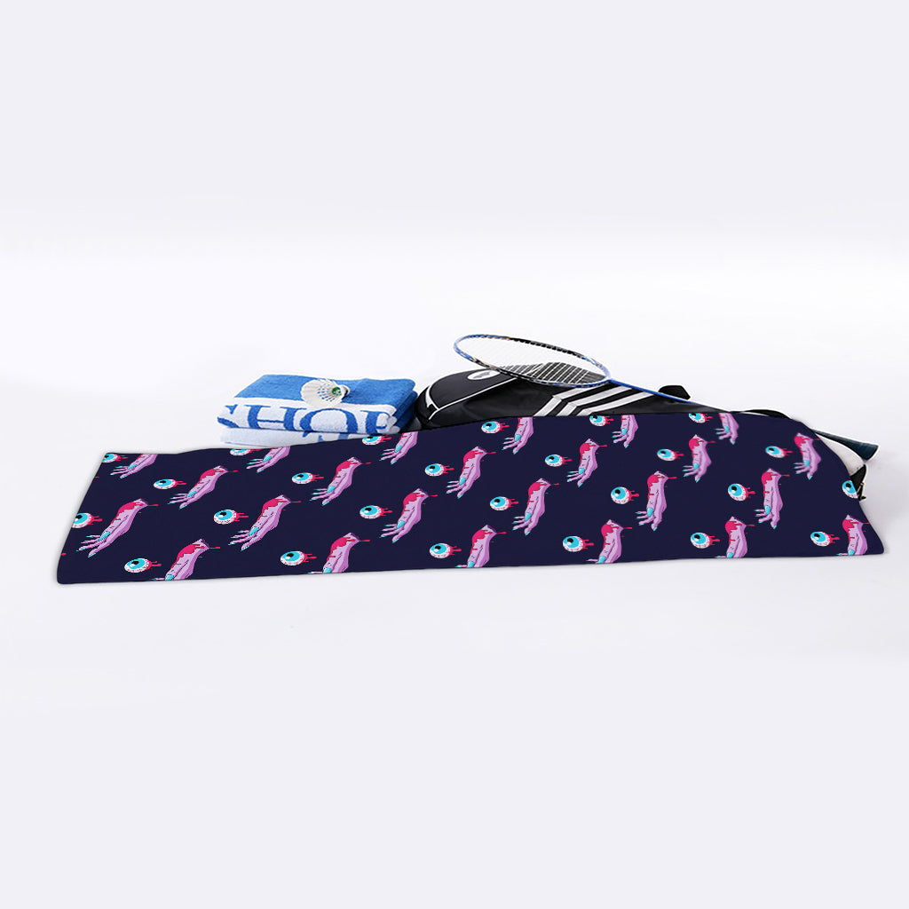 Zombie Eyeball Pattern Print Sports Towel