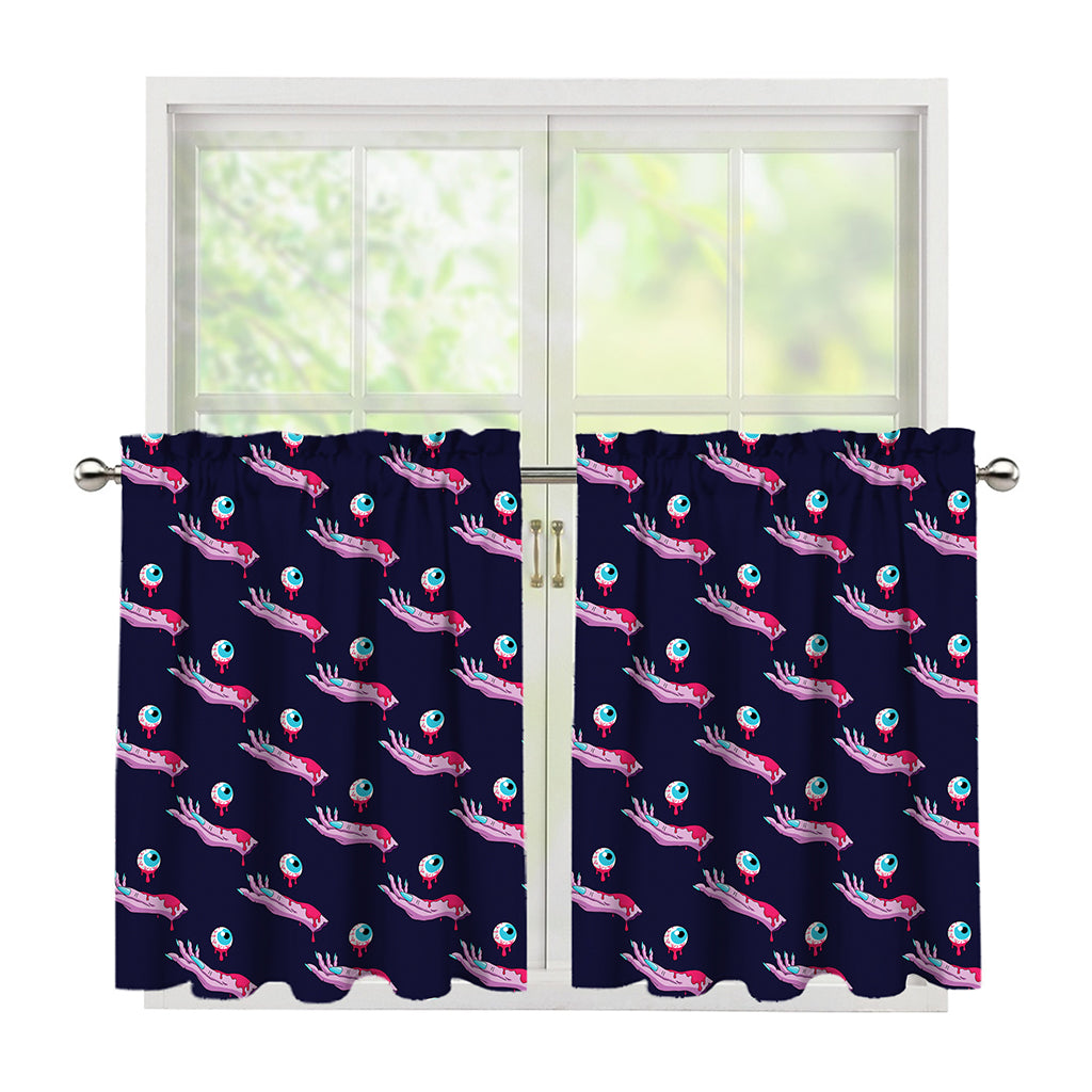 Zombie Eyeball Pattern Print Tier Curtains
