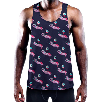 Zombie Eyeball Pattern Print Training Tank Top
