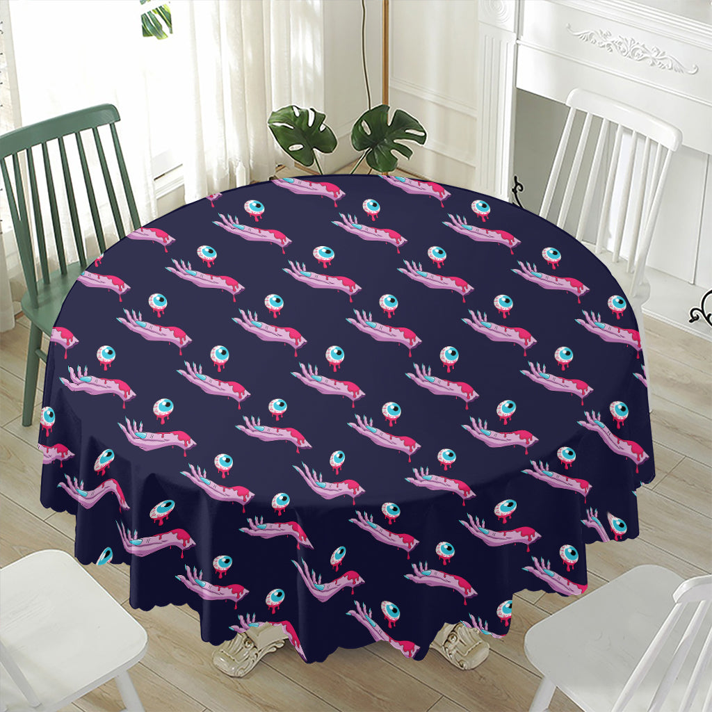 Zombie Eyeball Pattern Print Waterproof Round Tablecloth
