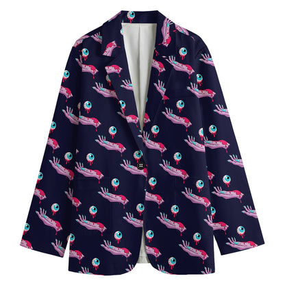Zombie Eyeball Pattern Print Women's Blazer