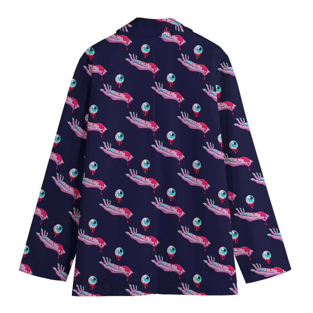 Zombie Eyeball Pattern Print Women's Cotton Blazer