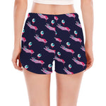 Zombie Eyeball Pattern Print Women's Split Running Shorts