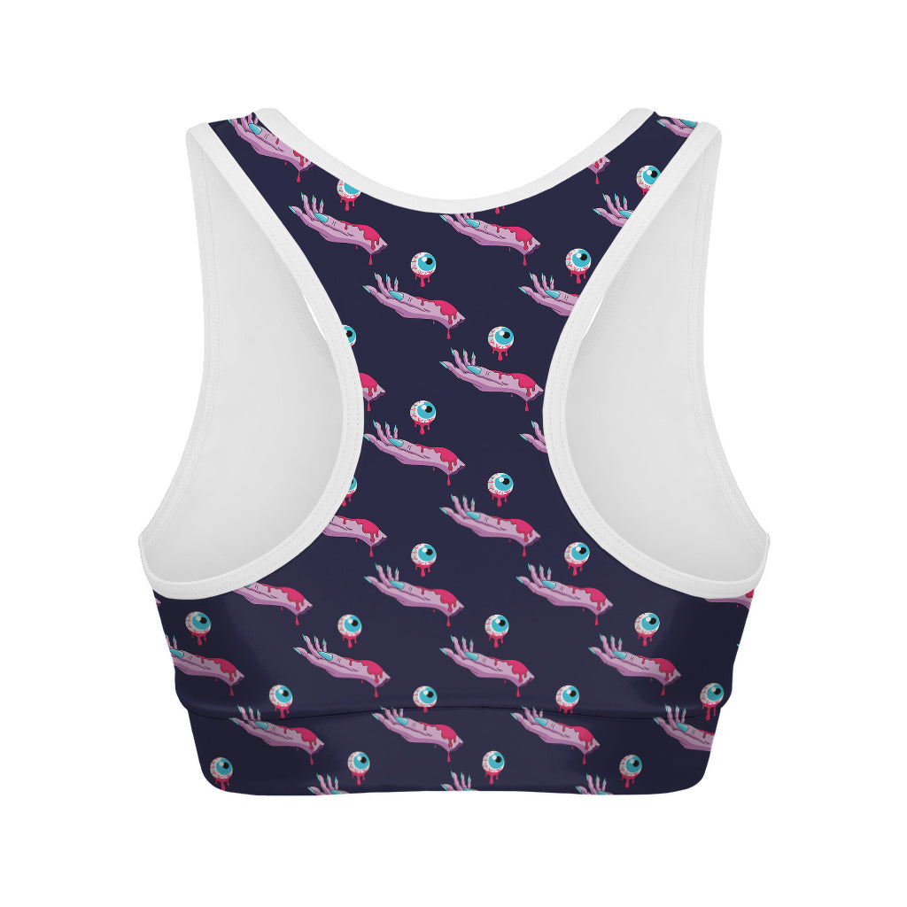 Zombie Eyeball Pattern Print Women's Sports Bra