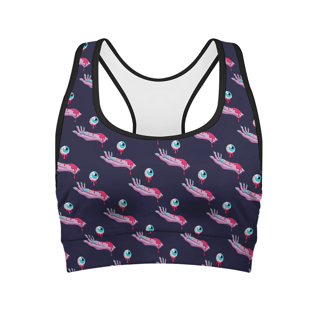 Zombie Eyeball Pattern Print Women's Sports Bra