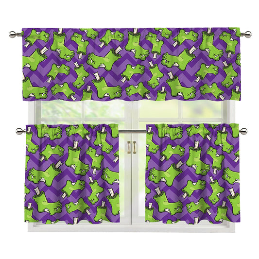 Zombie Foot Pattern Print 3 Piece Kitchen Curtains