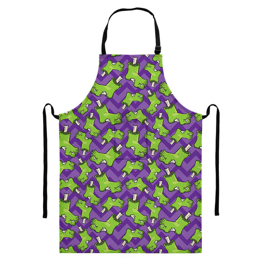 Zombie Foot Pattern Print Bib Apron With Pocket