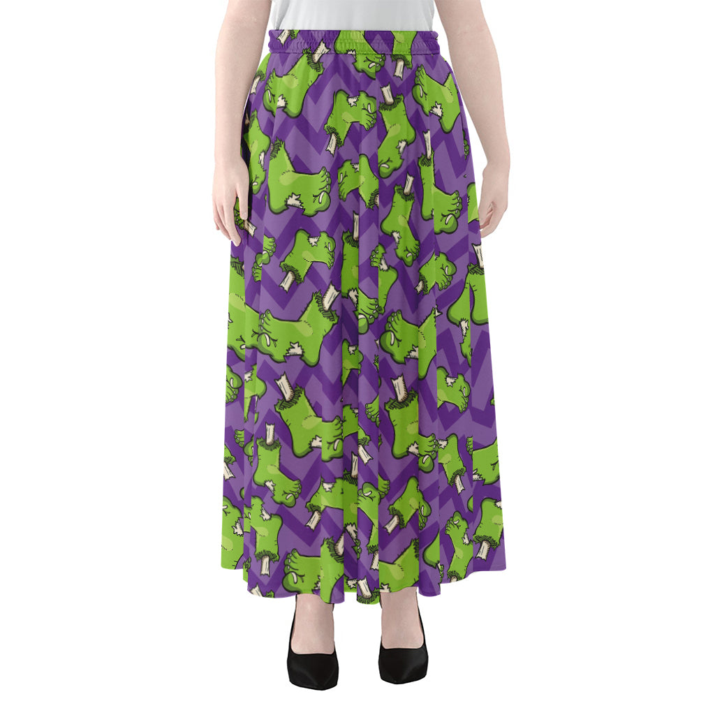 Zombie Foot Pattern Print Chiffon Maxi Skirt