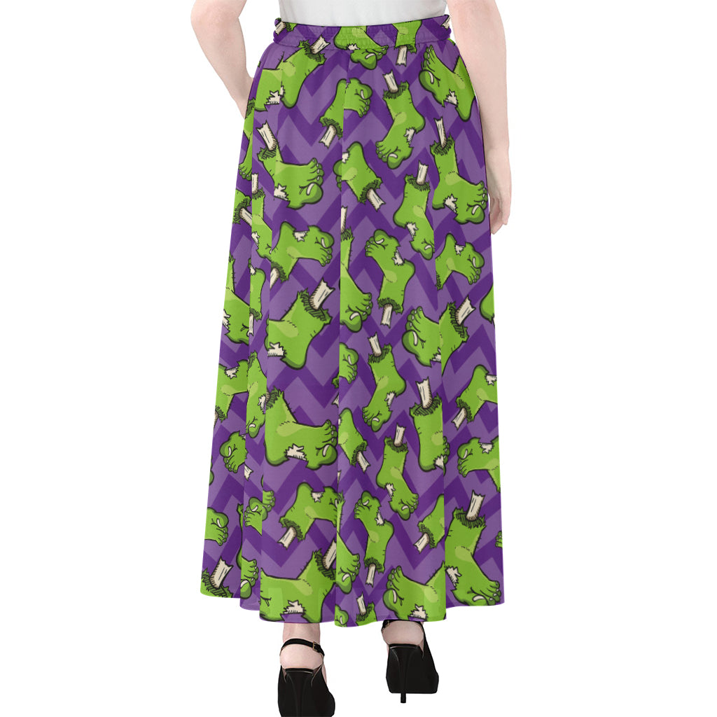 Zombie Foot Pattern Print Chiffon Maxi Skirt