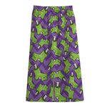 Zombie Foot Pattern Print Cotton Front Slit Maxi Skirt