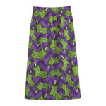 Zombie Foot Pattern Print Cotton Front Slit Maxi Skirt