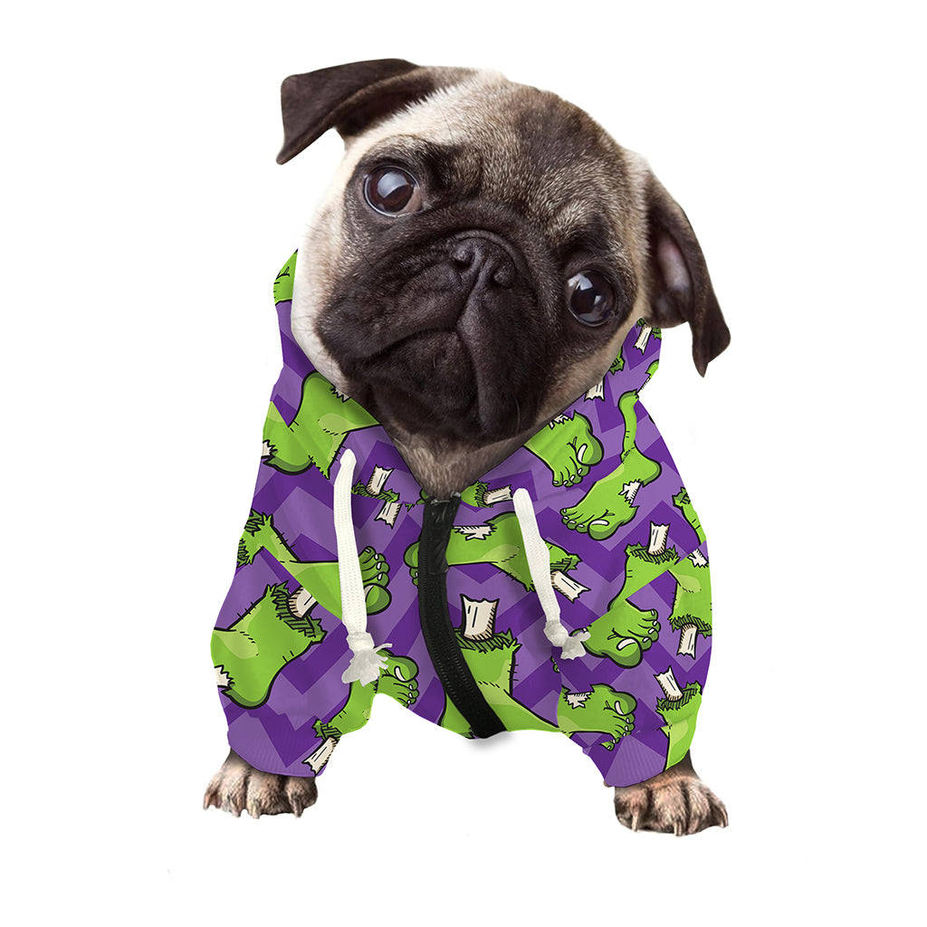 Zombie Foot Pattern Print Dog Zip Up Hoodie