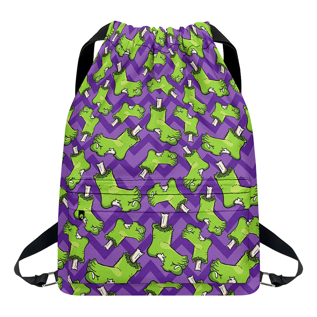Zombie Foot Pattern Print Drawstring Backpack