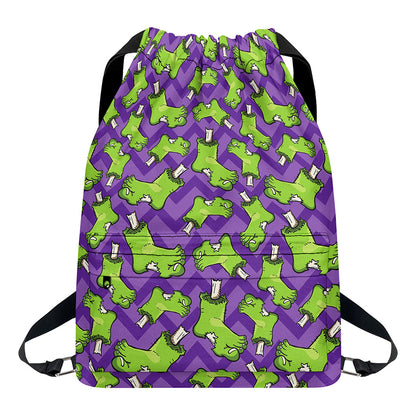 Zombie Foot Pattern Print Drawstring Backpack