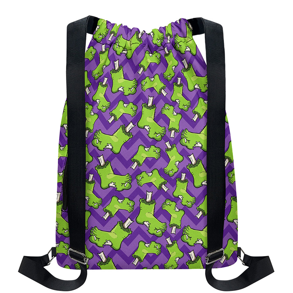 Zombie Foot Pattern Print Drawstring Backpack