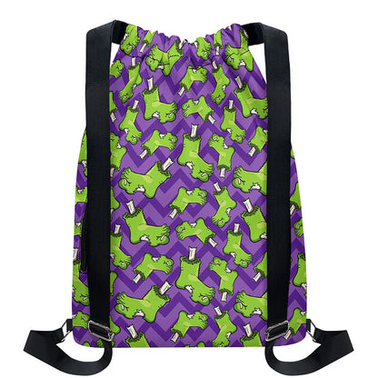 Zombie Foot Pattern Print Drawstring Backpack
