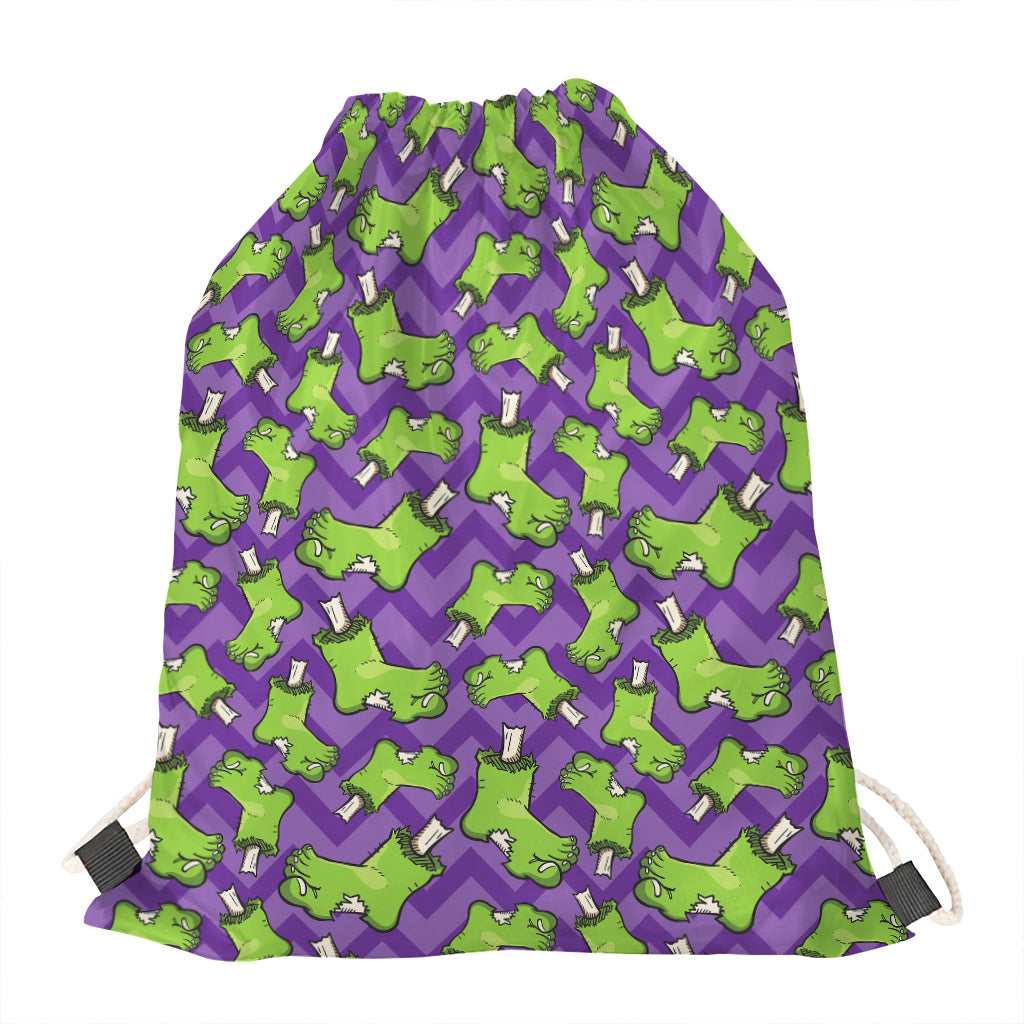 Zombie Foot Pattern Print Drawstring Bag