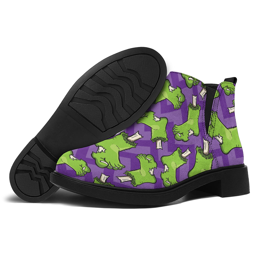 Zombie Foot Pattern Print Flat Ankle Boots