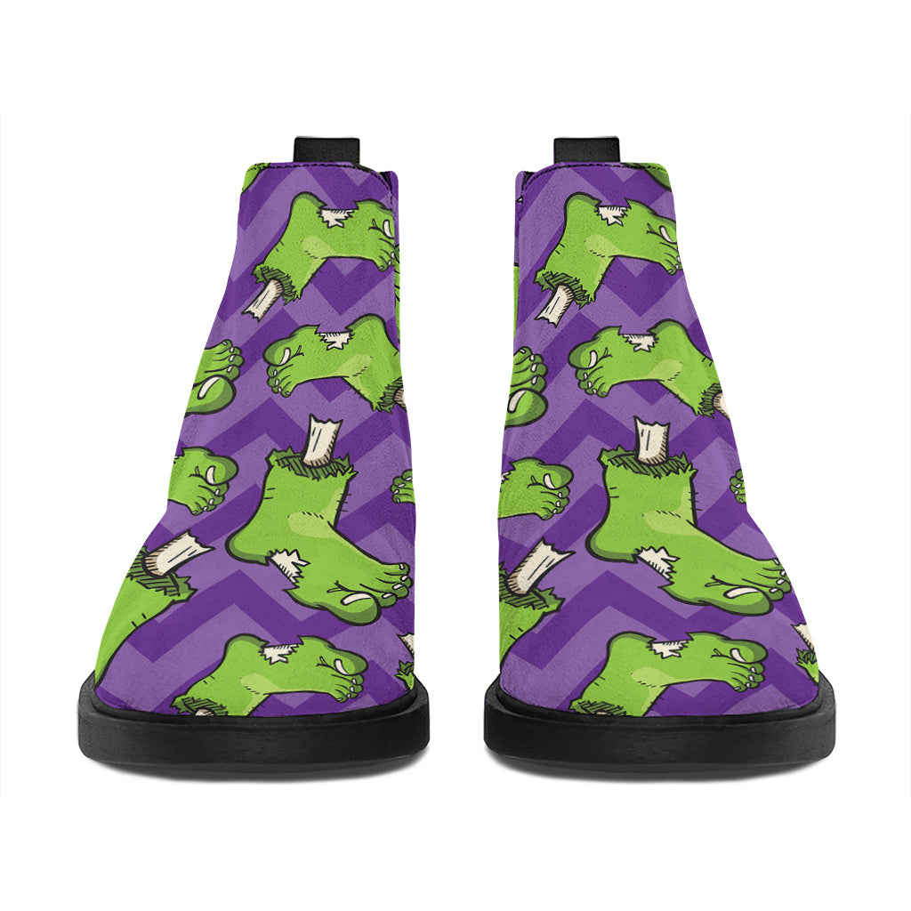 Zombie Foot Pattern Print Flat Ankle Boots