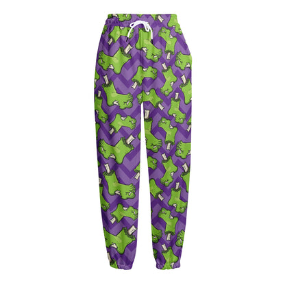 Zombie Foot Pattern Print Fleece Lined Knit Pants
