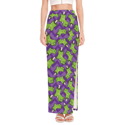 Zombie Foot Pattern Print High Slit Maxi Skirt