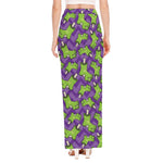 Zombie Foot Pattern Print High Slit Maxi Skirt
