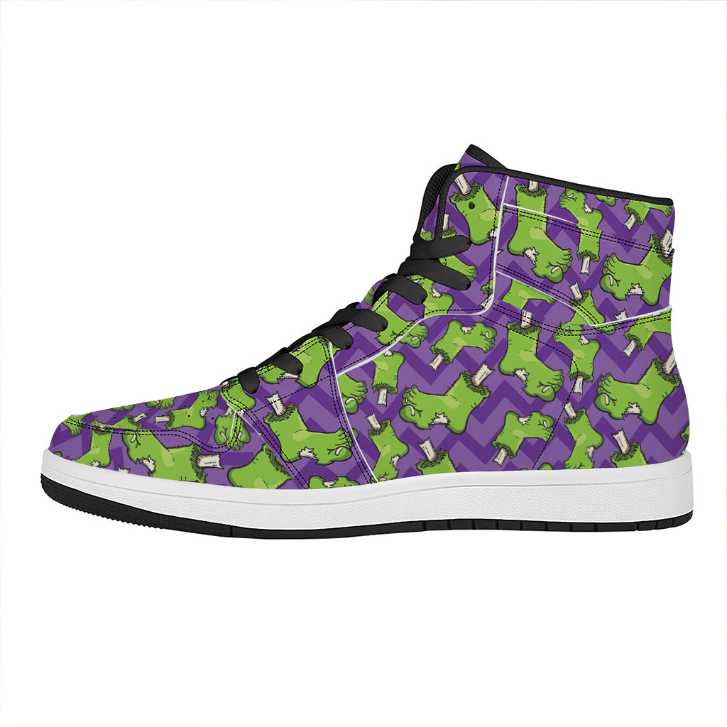 Zombie Foot Pattern Print High Top Leather Sneakers